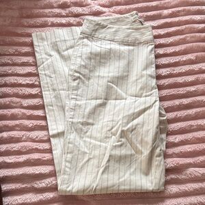 Banana Republic Cream Striped Wide Leg Business Pants